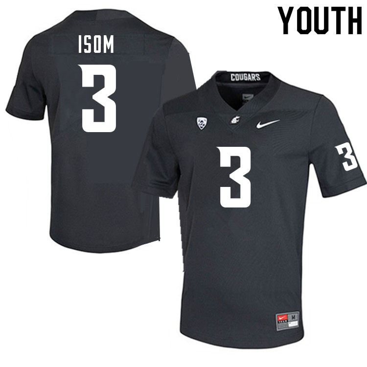 Youth #3 Daniel Isom Washington Cougars College Football Jerseys Sale-Charcoal - Click Image to Close